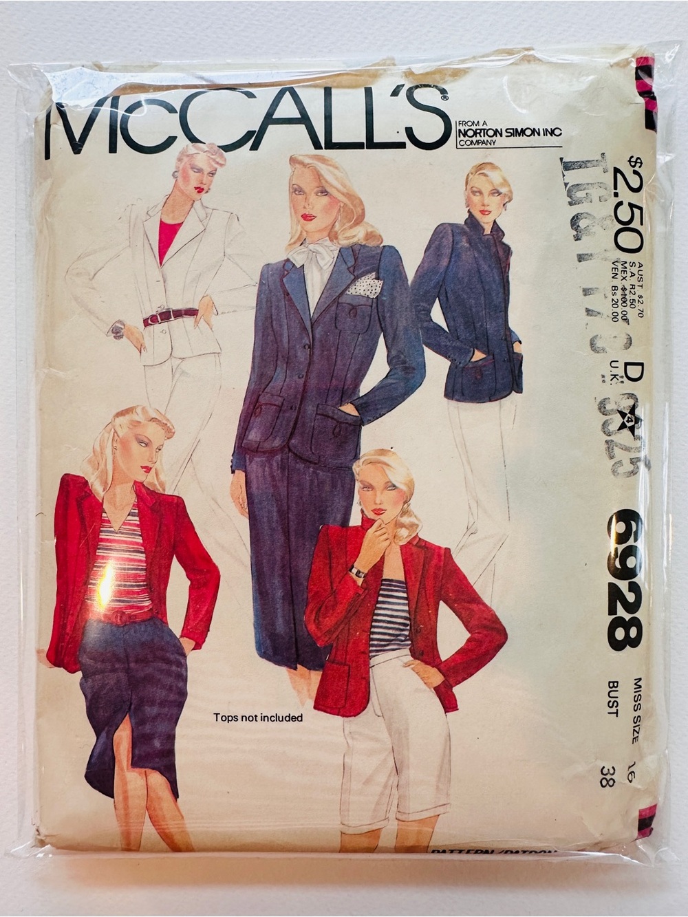 McCalls 6928 1980s jacket skirt pants or shorts pattern